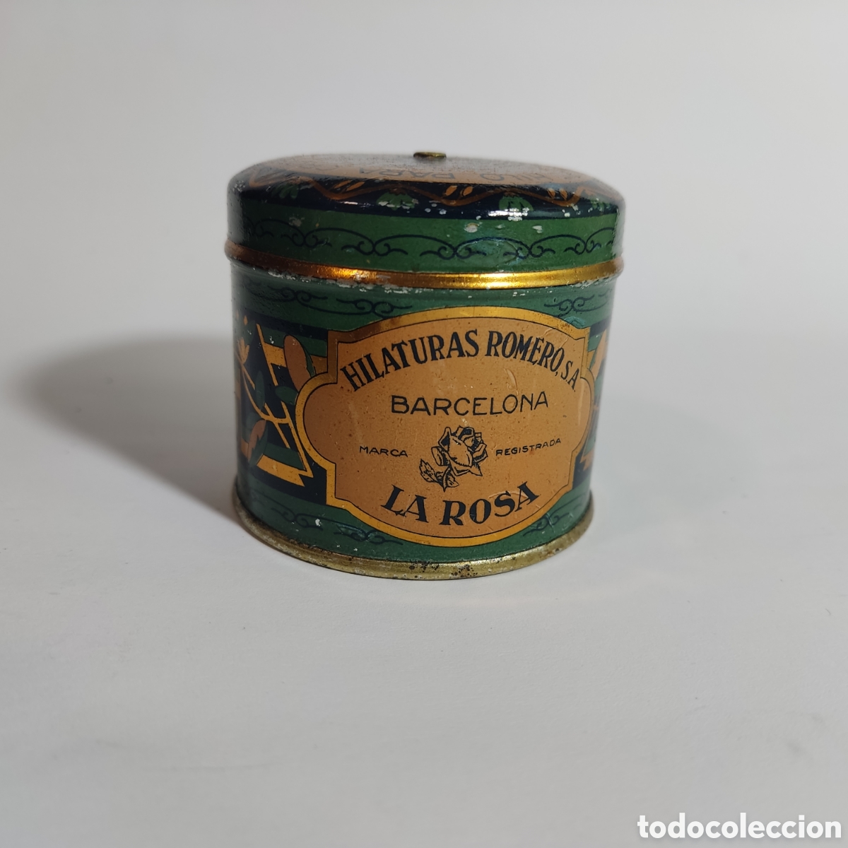 Cajas y cajitas met&aacute;licas: HILATURAS ROMERO S.A. - ANTIGUA LATA ESTUCHE PARA OVILLO DE HILO PARA CROCHET