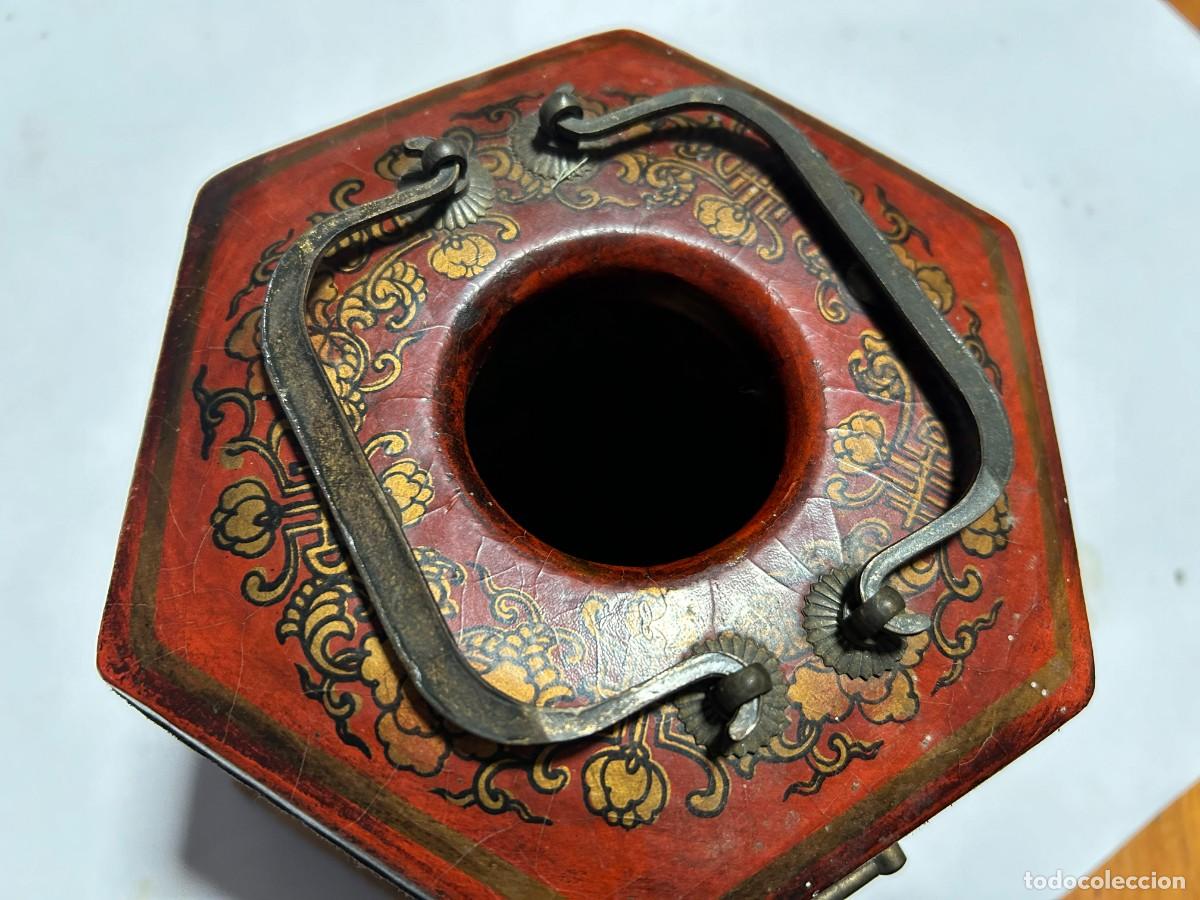 Cajas y cajitas met&aacute;licas: Caja de madera hexagonal con decoracion china - Foto 8