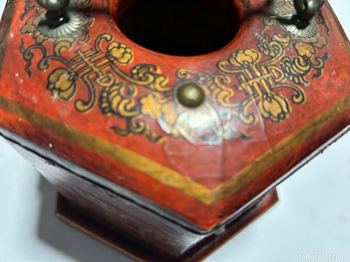 Cajas y cajitas met&aacute;licas: Caja de madera hexagonal con decoracion china - Foto 11