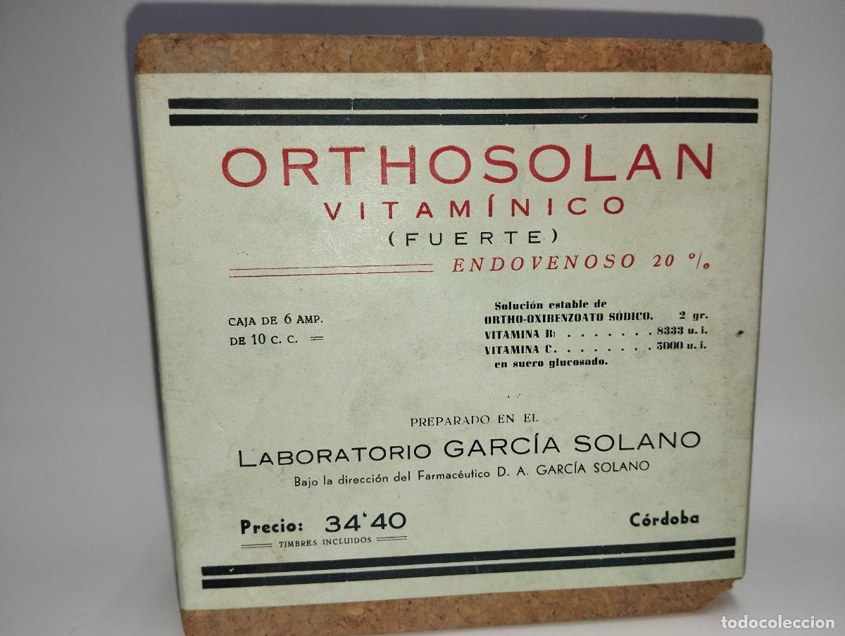 Bo&icirc;tes et petites bo&icirc;tes m&eacute;talliques: CAJA DE FARMACIA ORTHOSOLAN VITAM&Iacute;NICO FUERTO LAB. GARC&Iacute;A SOLANO // MEDICAMENTO ANTIGUO