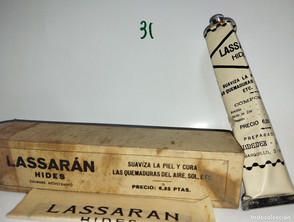 Bo&icirc;tes et petites bo&icirc;tes m&eacute;talliques: FRASCO DE FARMACIA LASSARAN POMADA // MEDICAMENTO ANTIGUO