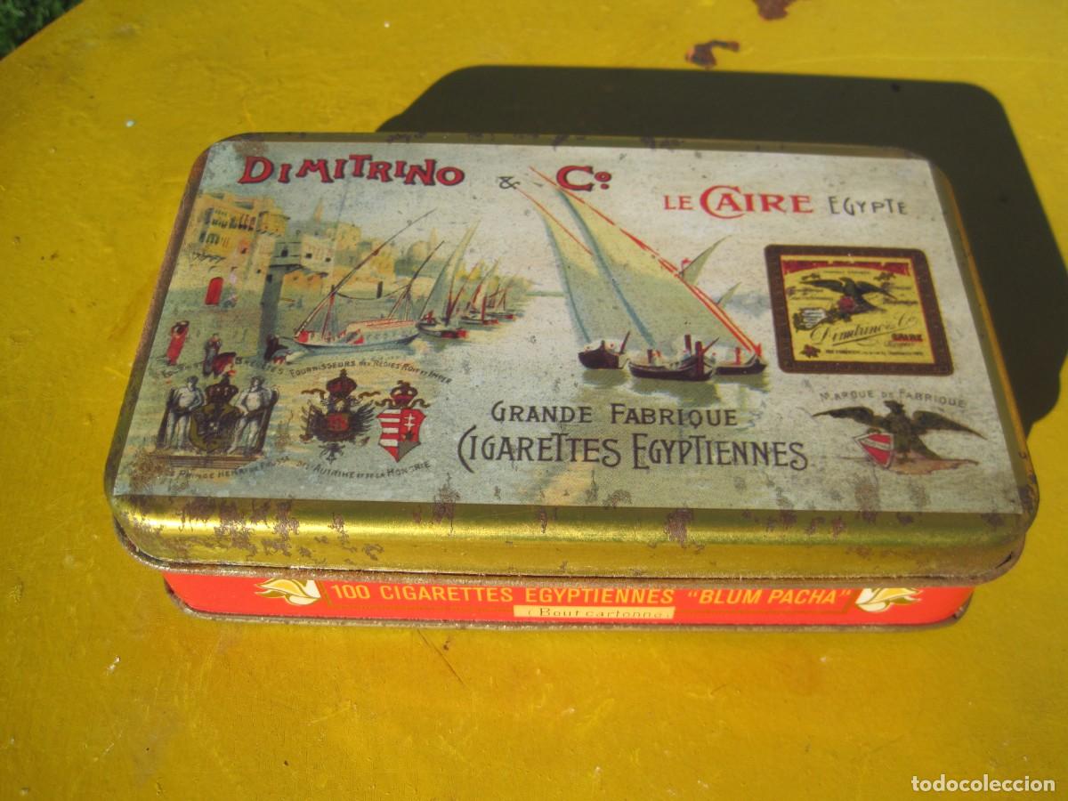 Blechdosen und Kisten: ANTIGUA LATA DE CIGARROS EGIPCIOS - TABACO DIMITRINO & CO. - CAJA MET&Aacute;LICA - EL CAIRO