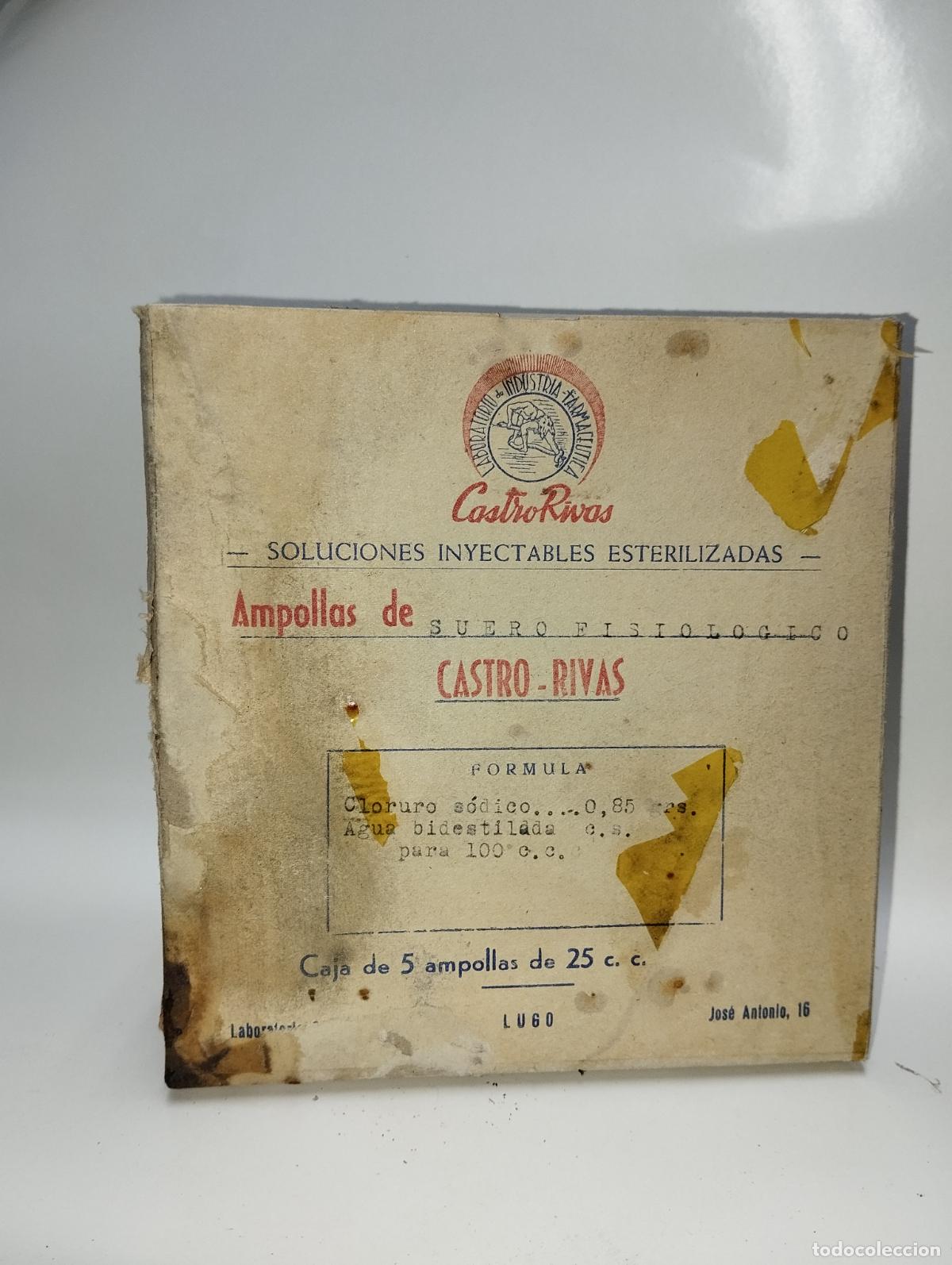 Cajas y cajitas met&aacute;licas: CAJA DE FARMACIA CLORURO S&Oacute;DICO LAB. CASTRO RIVAS LUGO // MEDICAMENTO ANTIGUO