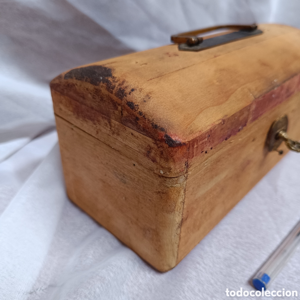 Cajas y cajitas met&aacute;licas: Caja Baul de madera para restaurar - Foto 3