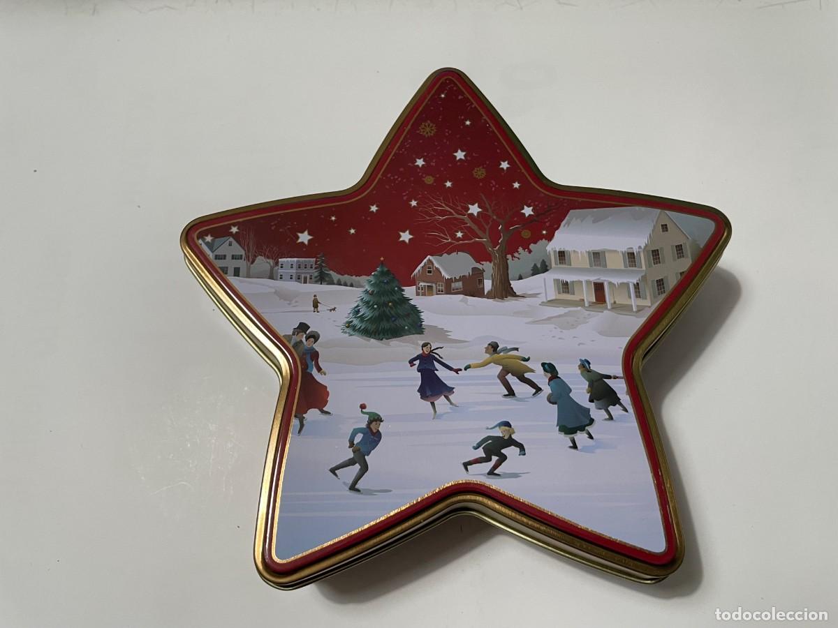 Cajas y cajitas met&aacute;licas: CAJA MET&Aacute;LICA NAVIDAD EN FORMA DE ESTRELLA PISTA DE HIELO PAISAJE NEVADO MEDIDAS VER FOTOS