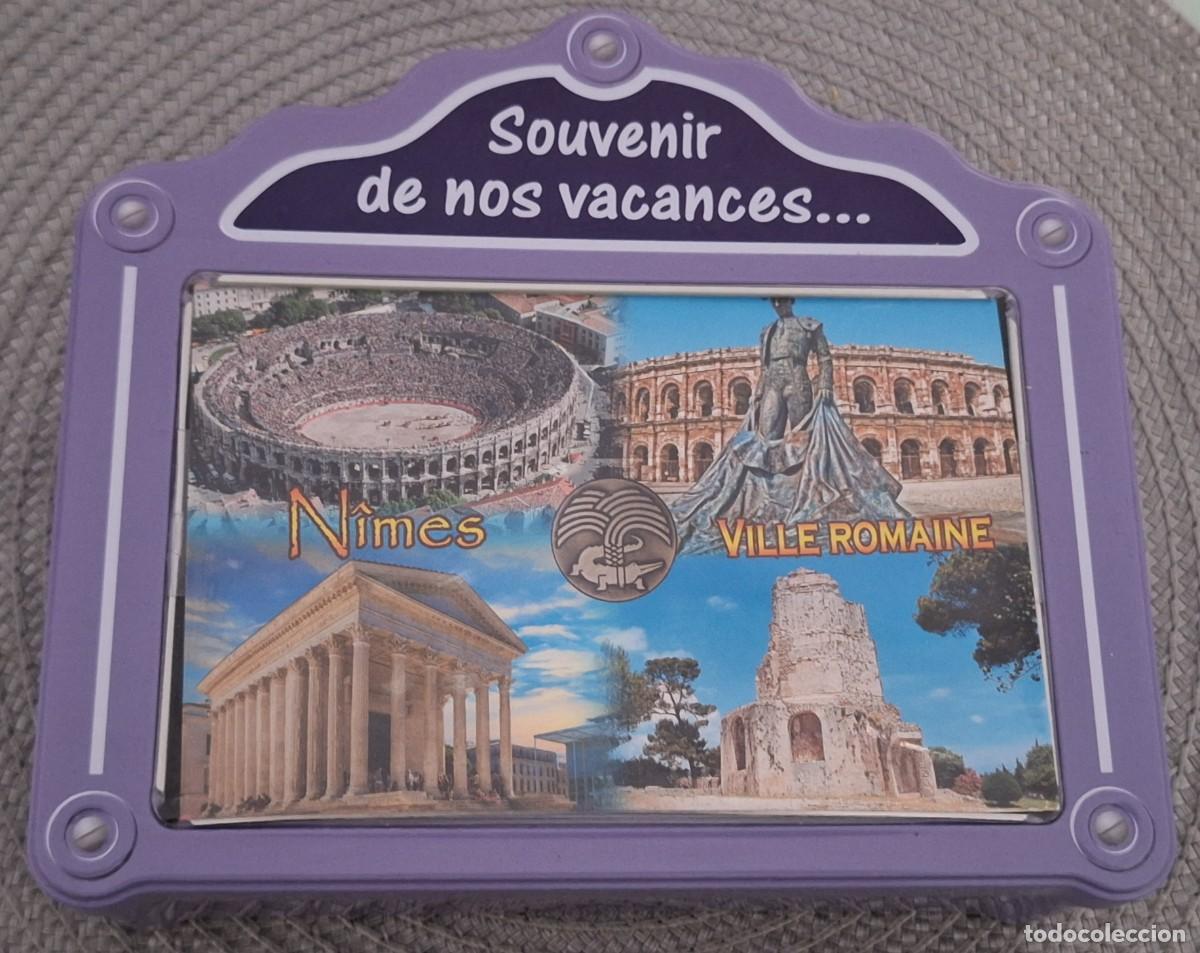 Cajas y cajitas met&aacute;licas: CAJA VAC&Iacute;A MET&Aacute;LICA DE GALLETAS SOUVENIR DE NOS VACANCES ... N&Icirc;MES (Medidas: 19 x 17 x 6,2 Cm.)