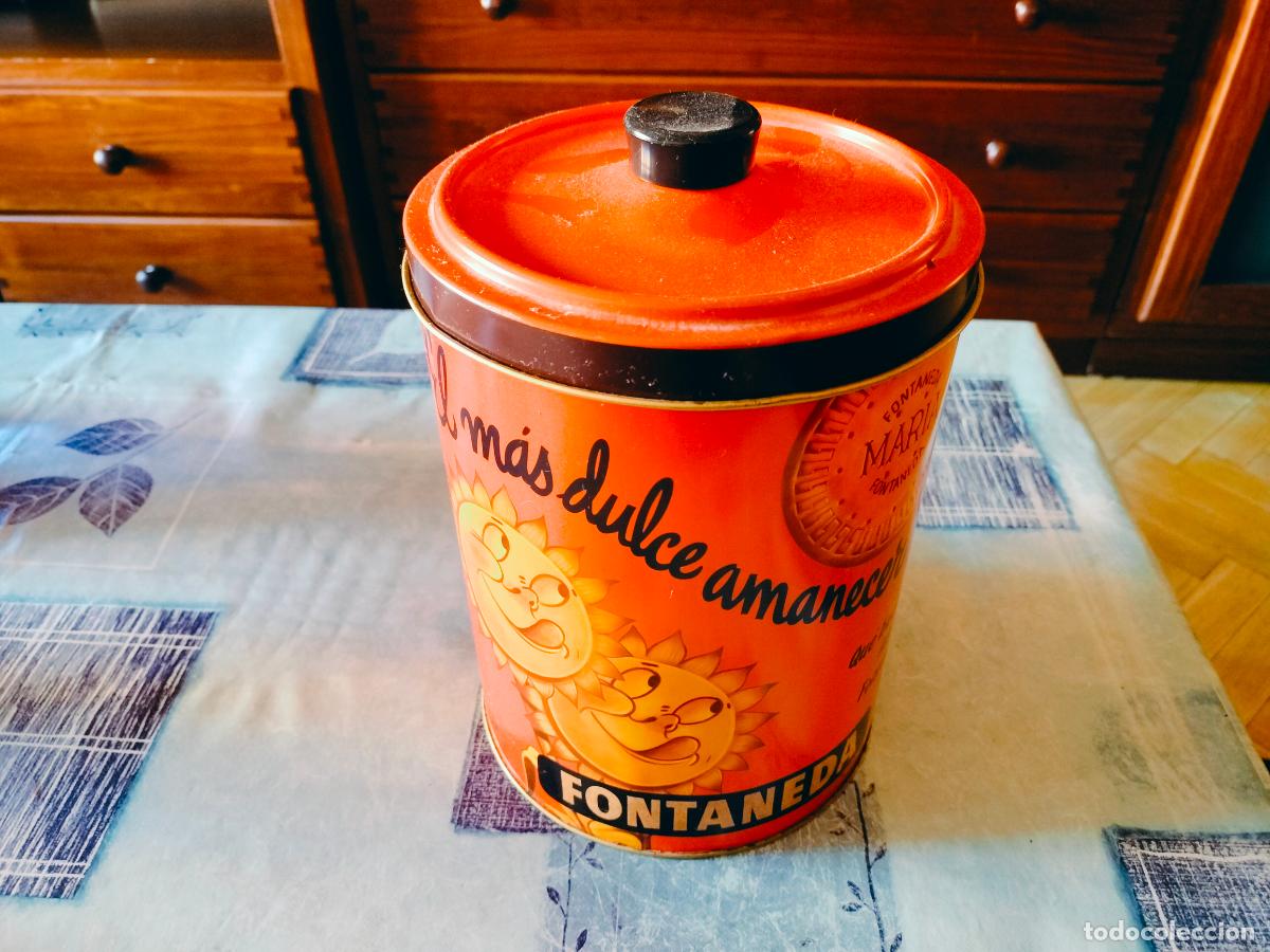 Cajas y cajitas met&aacute;licas: LATA DE GALLETAS FONTANEDA EL MAS DULCE AMANECER BUEN ESTADO VER FOTOS