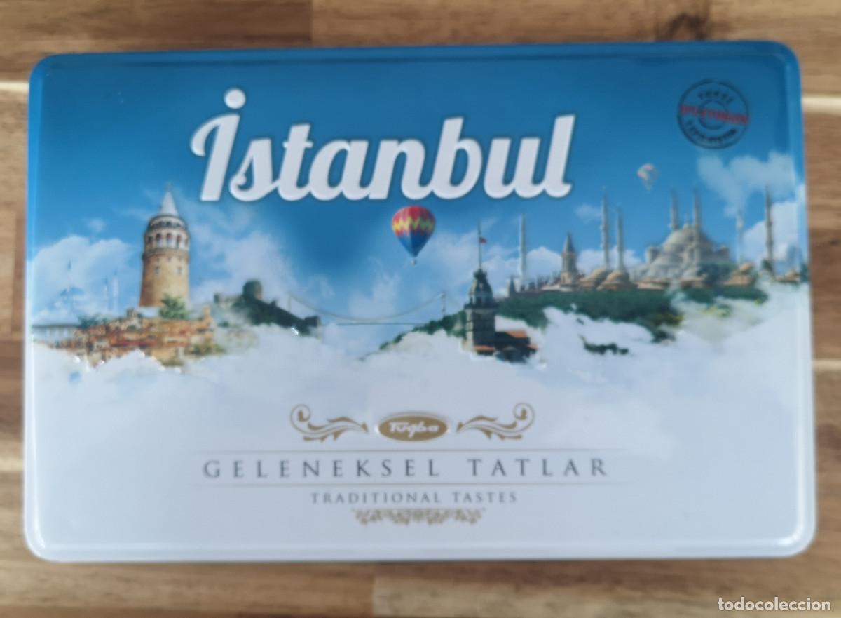 Cajas y cajitas met&aacute;licas: CAJA LATA METALICA VACIA - ISTAMBUL - Dulces tradicionales GELENEKSEL TATLAR - 26x17,2x4 cm