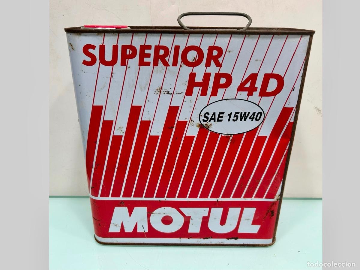 Cajas y cajitas met&aacute;licas: LATA ACEITE MOTUL-SUPERIOR HP 4D-DIESEL SUPERMULTIGRADO-LIMPIA-LUBRICANTE 5 LITROS-ANTIGUA BOTE RX4