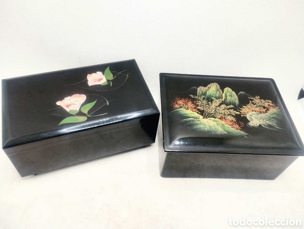 Cajas y cajitas met&aacute;licas: Pareja de cajas joyero lacadas
