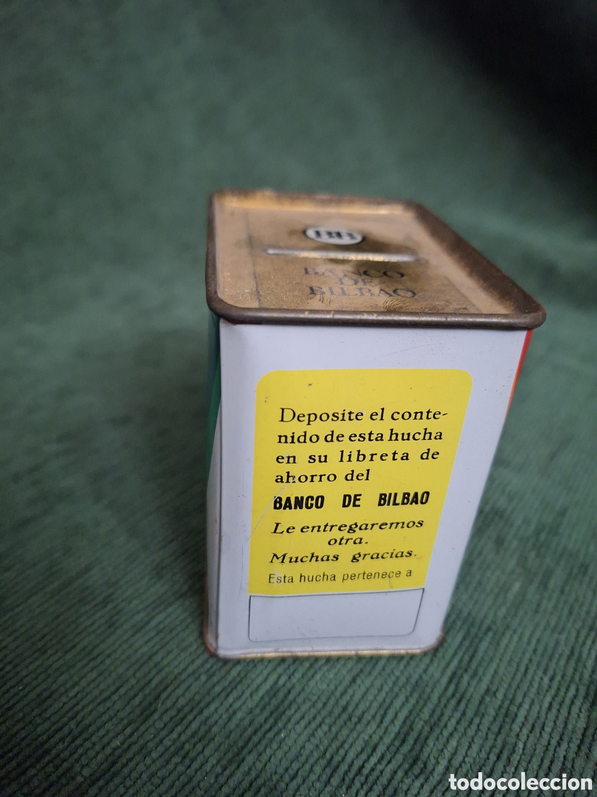 Cajas y cajitas met&aacute;licas: Hucha caja de lata banco BB - Foto 2