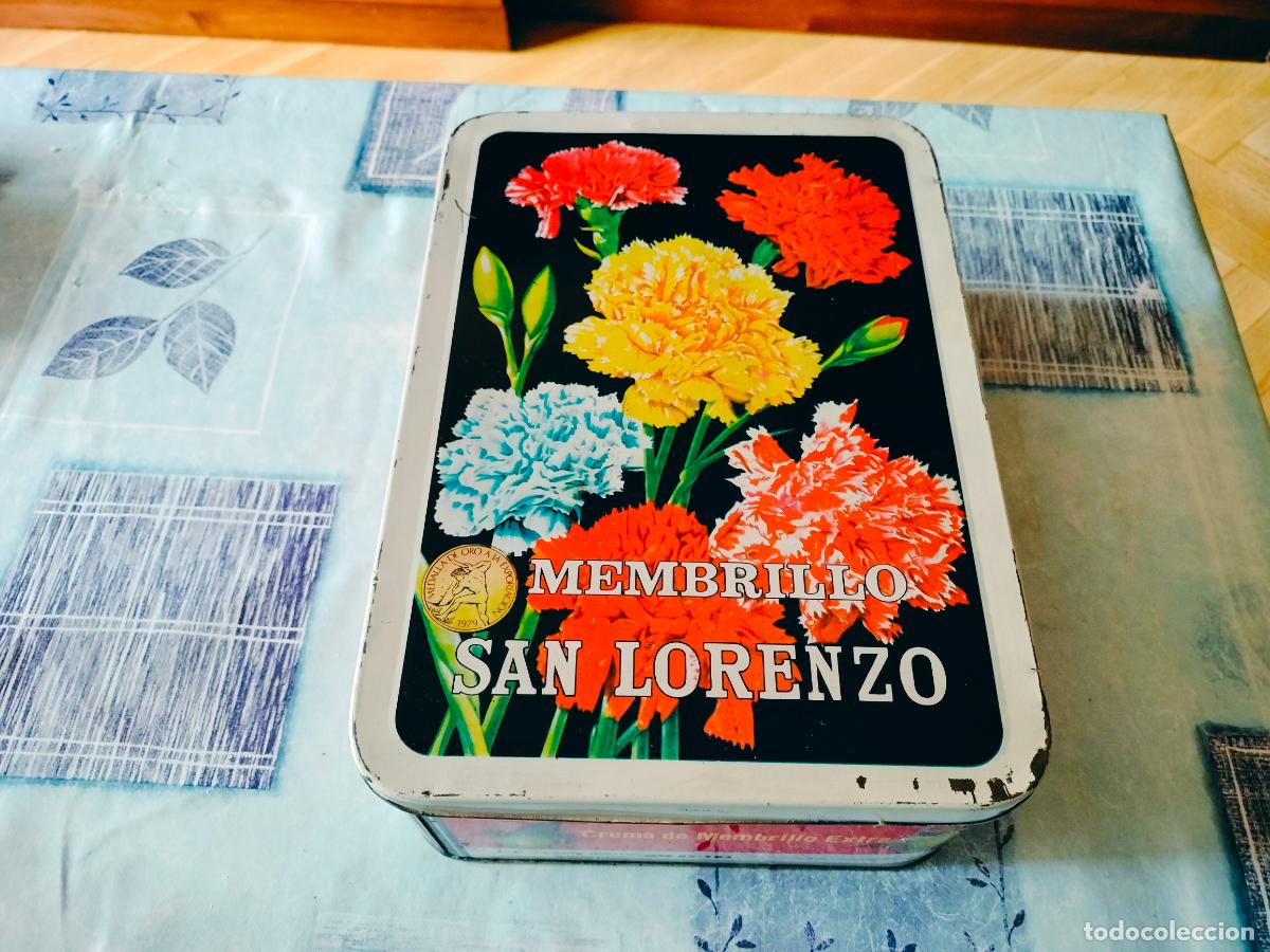 Cajas y cajitas met&aacute;licas: ANTIGUA LATA MEMBRILLO SAN LORENZO BUEN ESTADO VER FOTOS