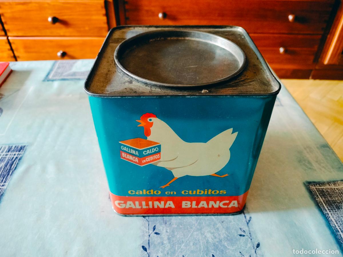 Cajas y cajitas met&aacute;licas: ANTIGUA LATA GALLINA BLANCA CALDO EN CUBITOS BUEN ESTADO VER FOTOS