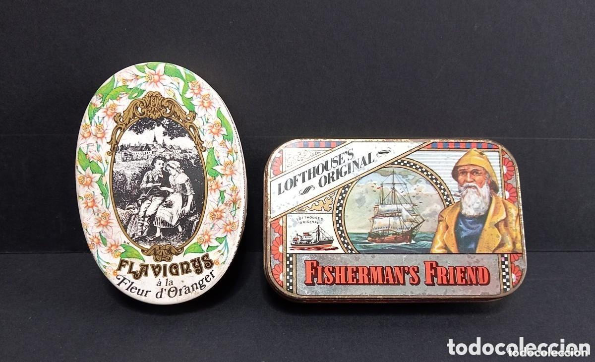 Casse e cassette metalliche: 2 CAJAS MET&Aacute;LICAS. FLAVIGRYS &Agrave; LA FLEUR D`ORANGER BY TROUBAT & FISHERMAN&acute;S FRIEND. LOFTHOUSE&acute;S ORIGI