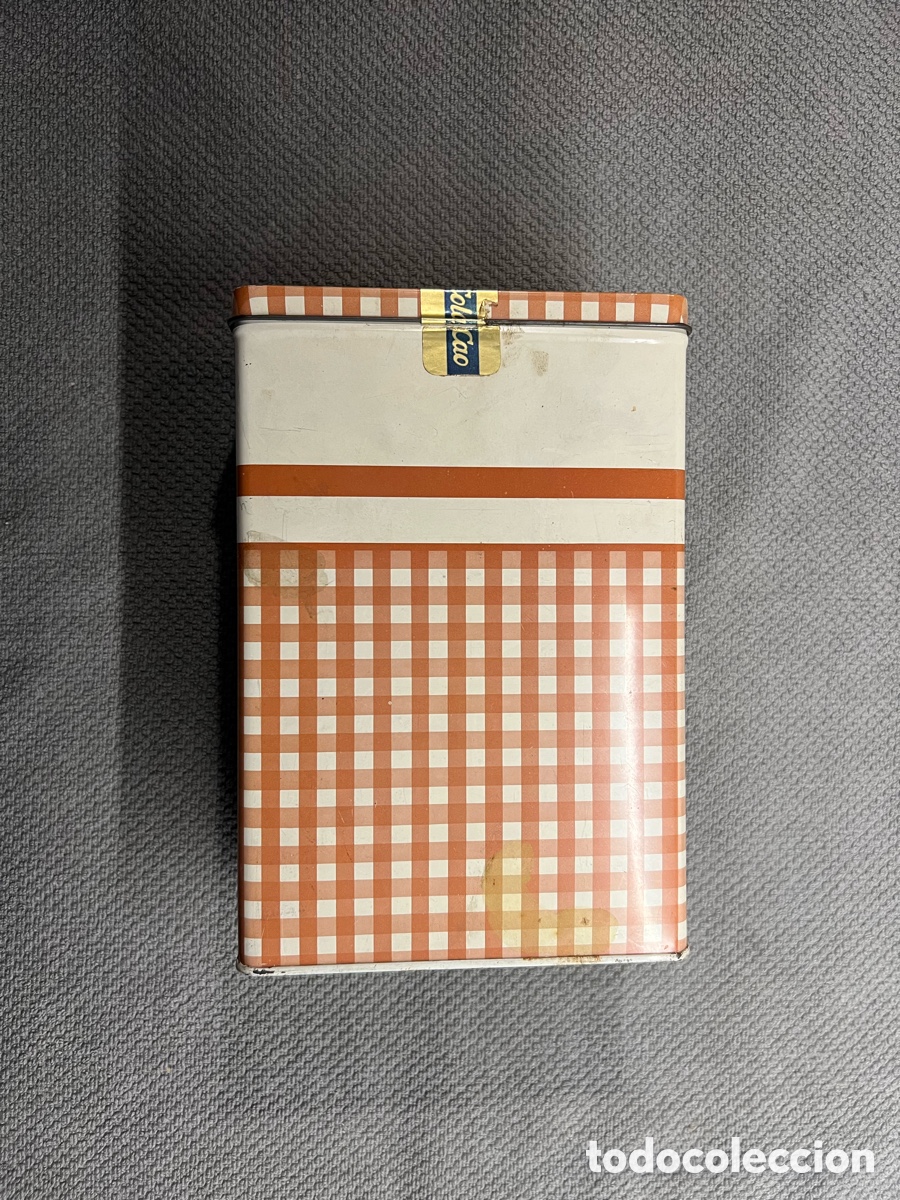 Cajas y cajitas met&aacute;licas: CAJA DE METAL COLA CAO CUADROS VICHY MARRON NUTREXPA MUNICH (a.1972)