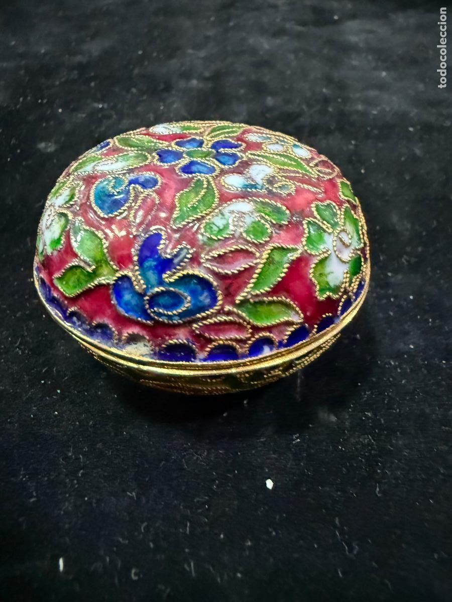 Blechdosen und Kisten: PRECIOSA CAJA PASTILLERO DE METAL Y ESMALTADO - MEDIDA 5X3 CM