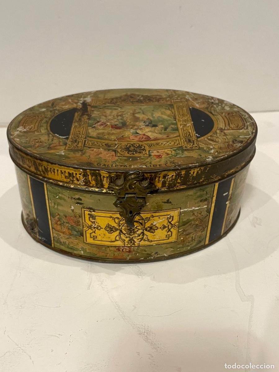 Blechdosen und Kisten: RENTERIA - ANTIGUA CAJA DE GALLETAS LITOGRAFIADA - GALLETAS OLIBET - RENTERIA , 18X13,5X8 CM. ESTADO