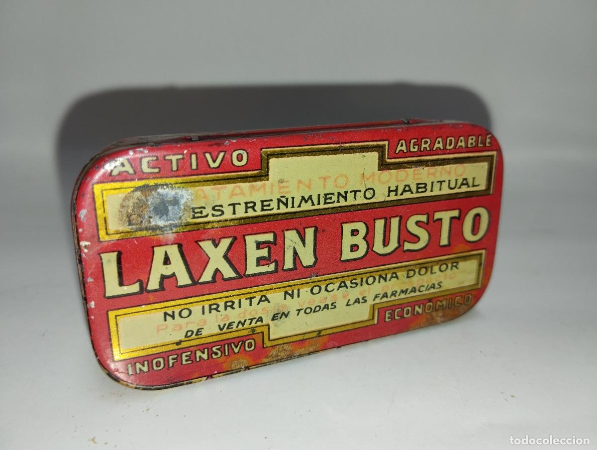 Cajas y cajitas met&aacute;licas: CAJA DE FARMACIA LITOGRAFIADA LAXEN BUSTO // MEDICAMENTO ANTIGUO