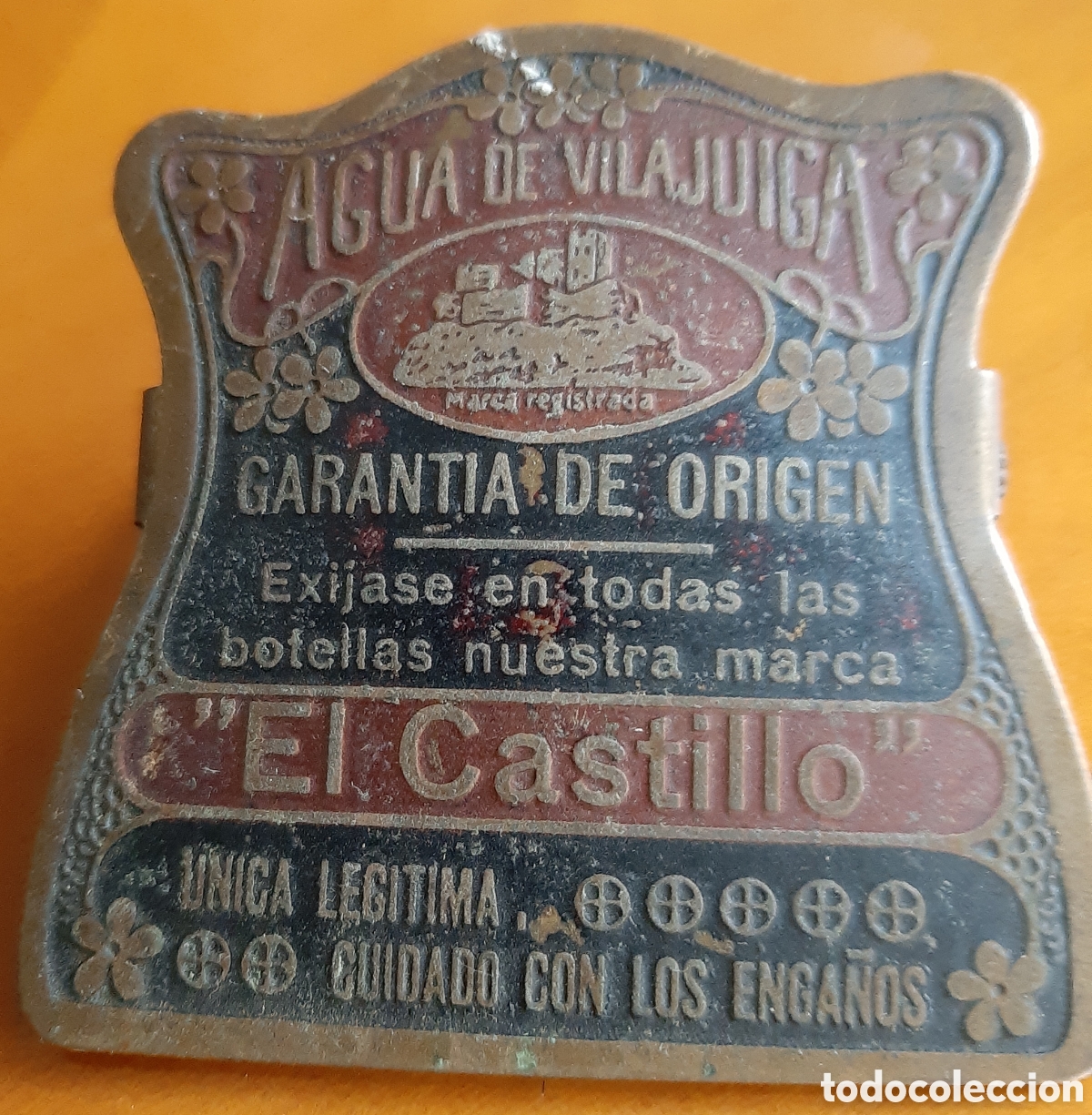 Cajas y cajitas met&aacute;licas: Pinza met&aacute;lica papeles. Balneario de Vilajuiga Gerona. Original.