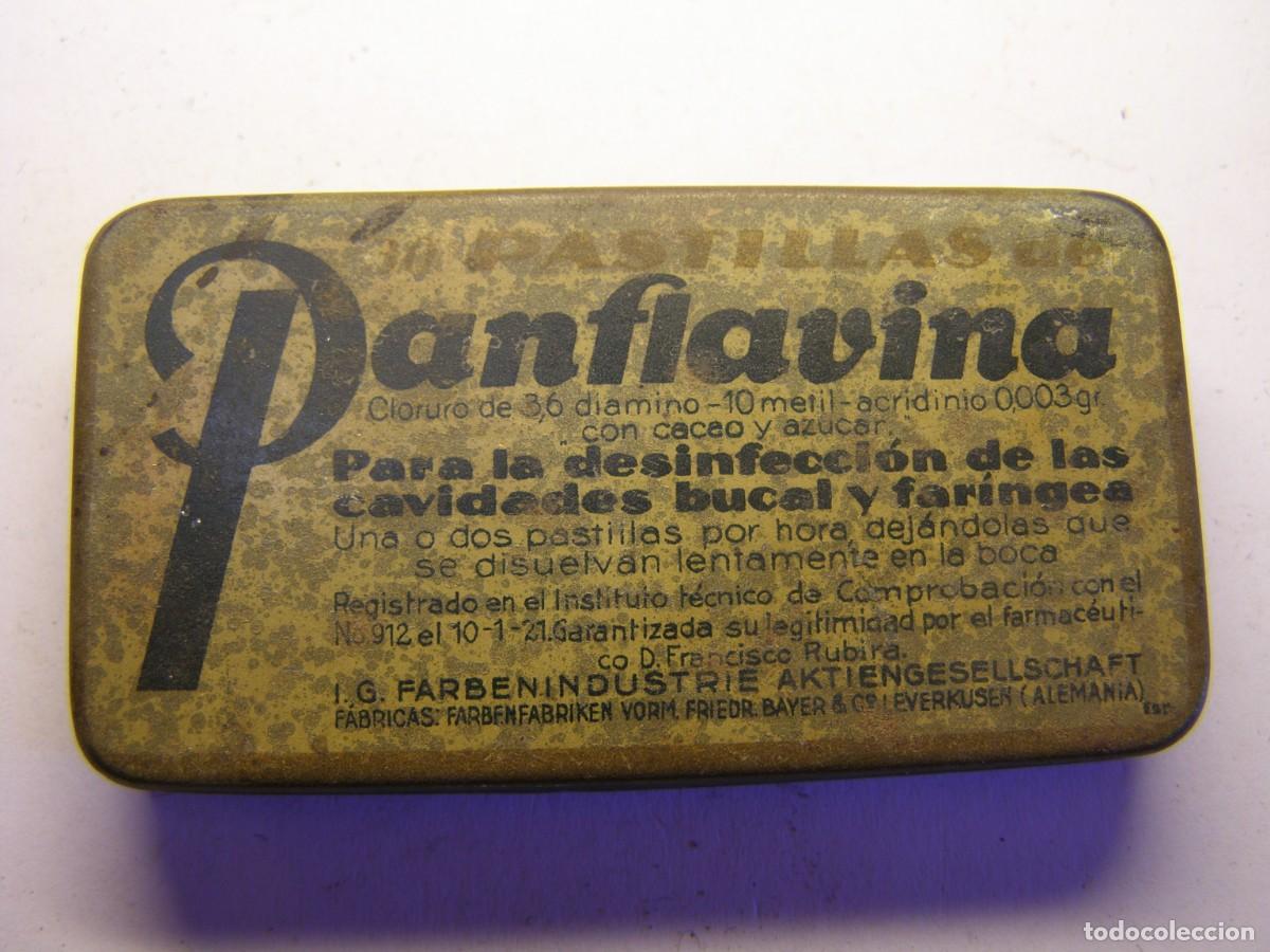 Blechdosen und Kisten: Antigua cajita met&aacute;lica de medicamento PANFLAVINA. Principios siglo XX.