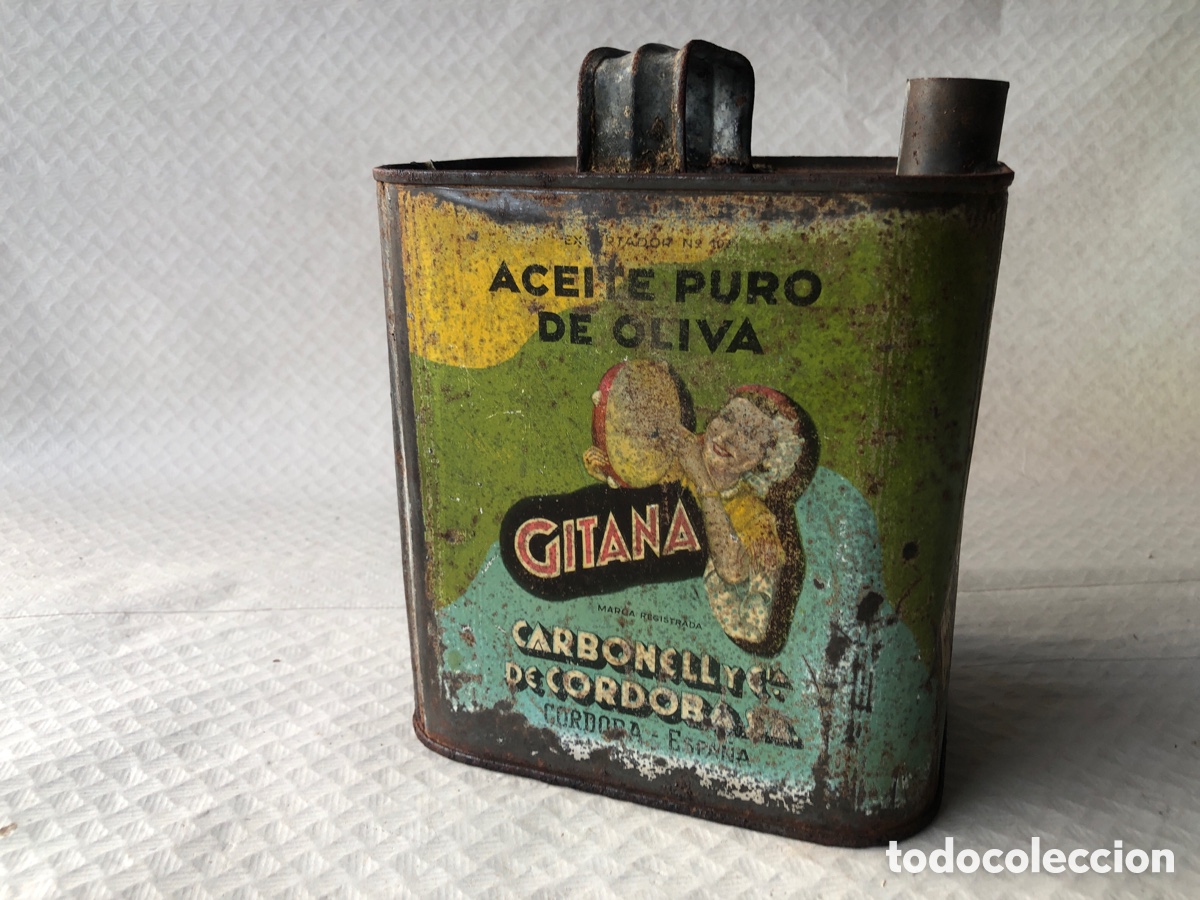 Bo&icirc;tes et petites bo&icirc;tes m&eacute;talliques: Antigua lata aceite LA GITANA CARBONELL