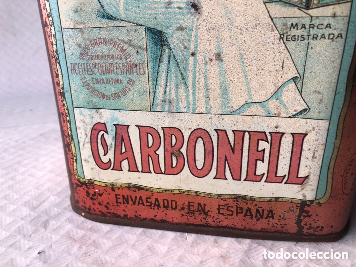 Cajas y cajitas met&aacute;licas: Antigua lata aceite CARBONELL - Foto 7