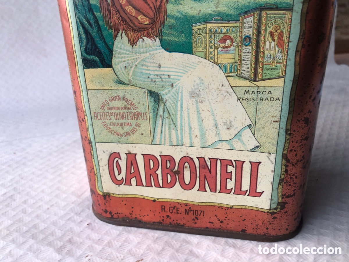 Cajas y cajitas met&aacute;licas: Antigua lata aceite CARBONELL - Foto 11