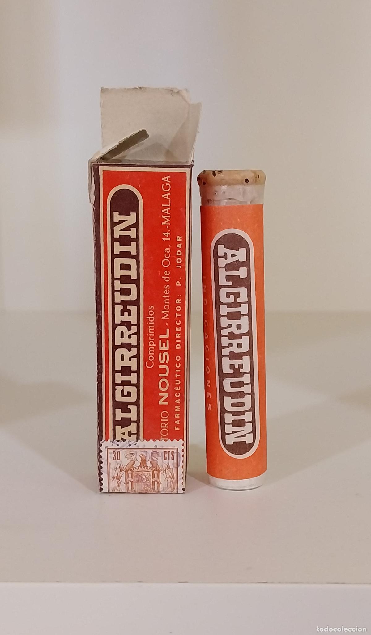 Boxes and metal boxes: ANTIGUO MEDICAMENTO. ALGIRREUDIN. COMPRIMIDOS. CON PRODUCTO