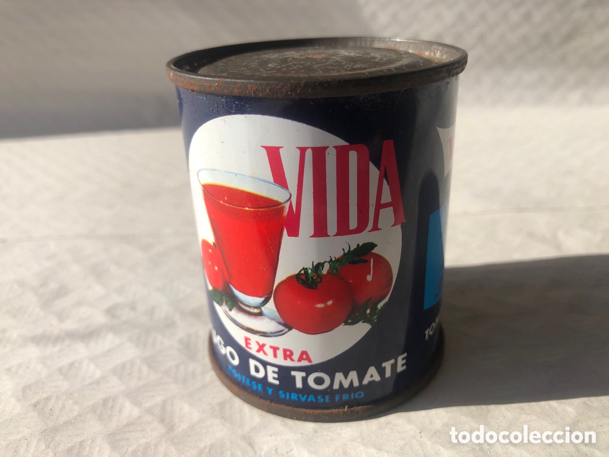 Bo&icirc;tes et petites bo&icirc;tes m&eacute;talliques: Antigua y rara lata jugo de tomate VIDA