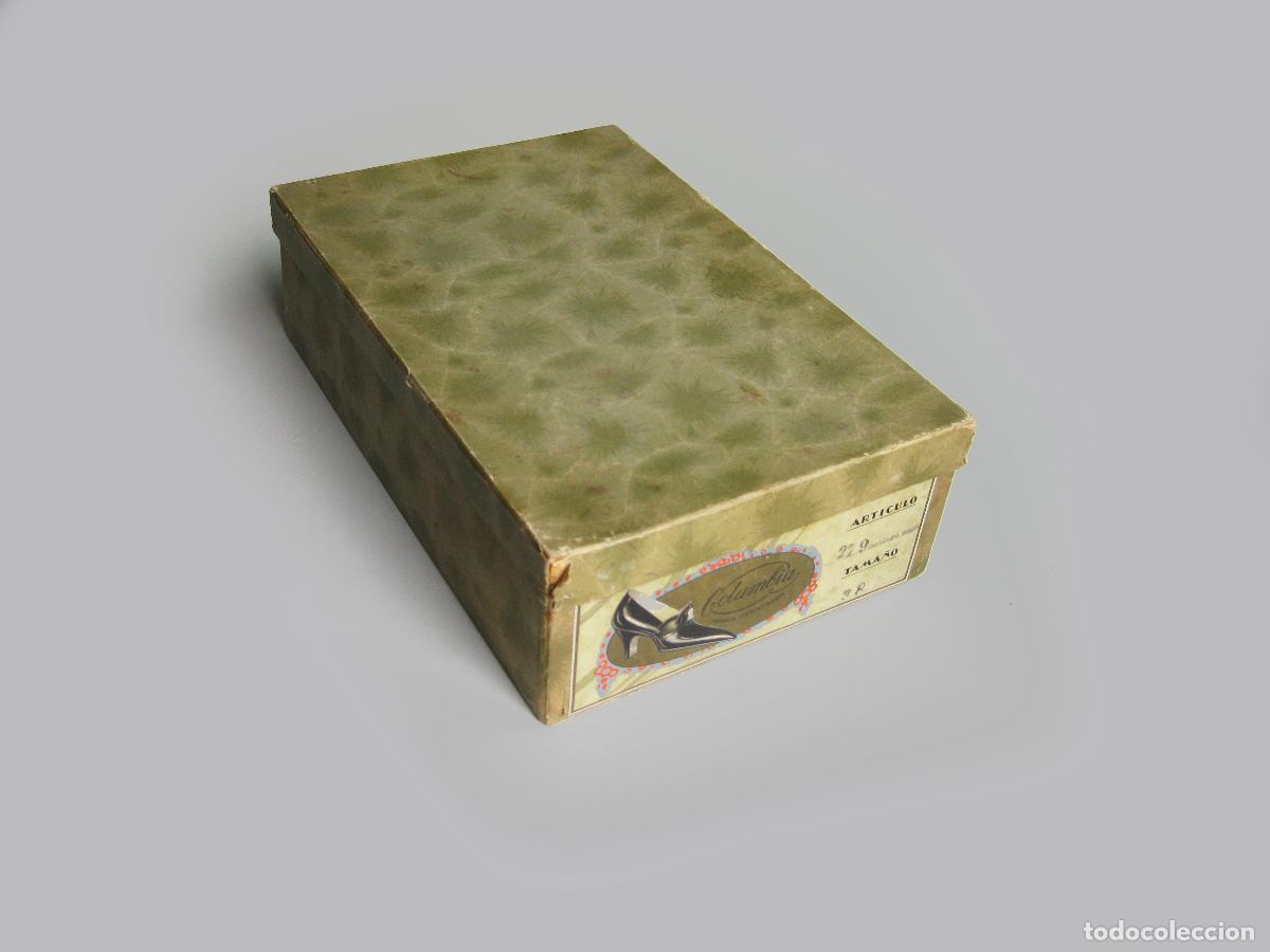 Cajas y cajitas met&aacute;licas: ANTIGUA CAJA DE ZAPATOS DE LA MARCA COLUMBIA. CALZADOS GRAU. BARCELONA. A&Ntilde;OS 20