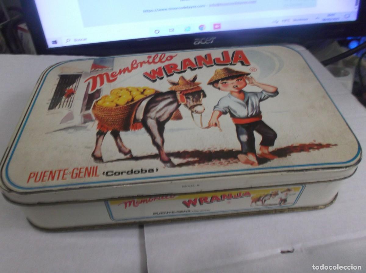 Blechdosen und Kisten: ANTIGUA CAJA DE DULCE MEMBRILLO WRANJA-PUENTE-GENIL(C&Oacute;RDOBA) CON M&Aacute;S DE 150 BOTONES ANTIGUOS