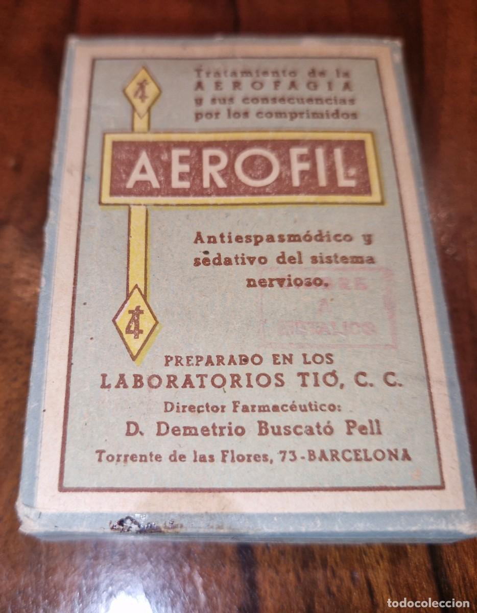 Boxes and metal boxes: ANTIGUO MEDICAMENTO de FARMACIA, AEROFIL , ANTIESPASMODICO