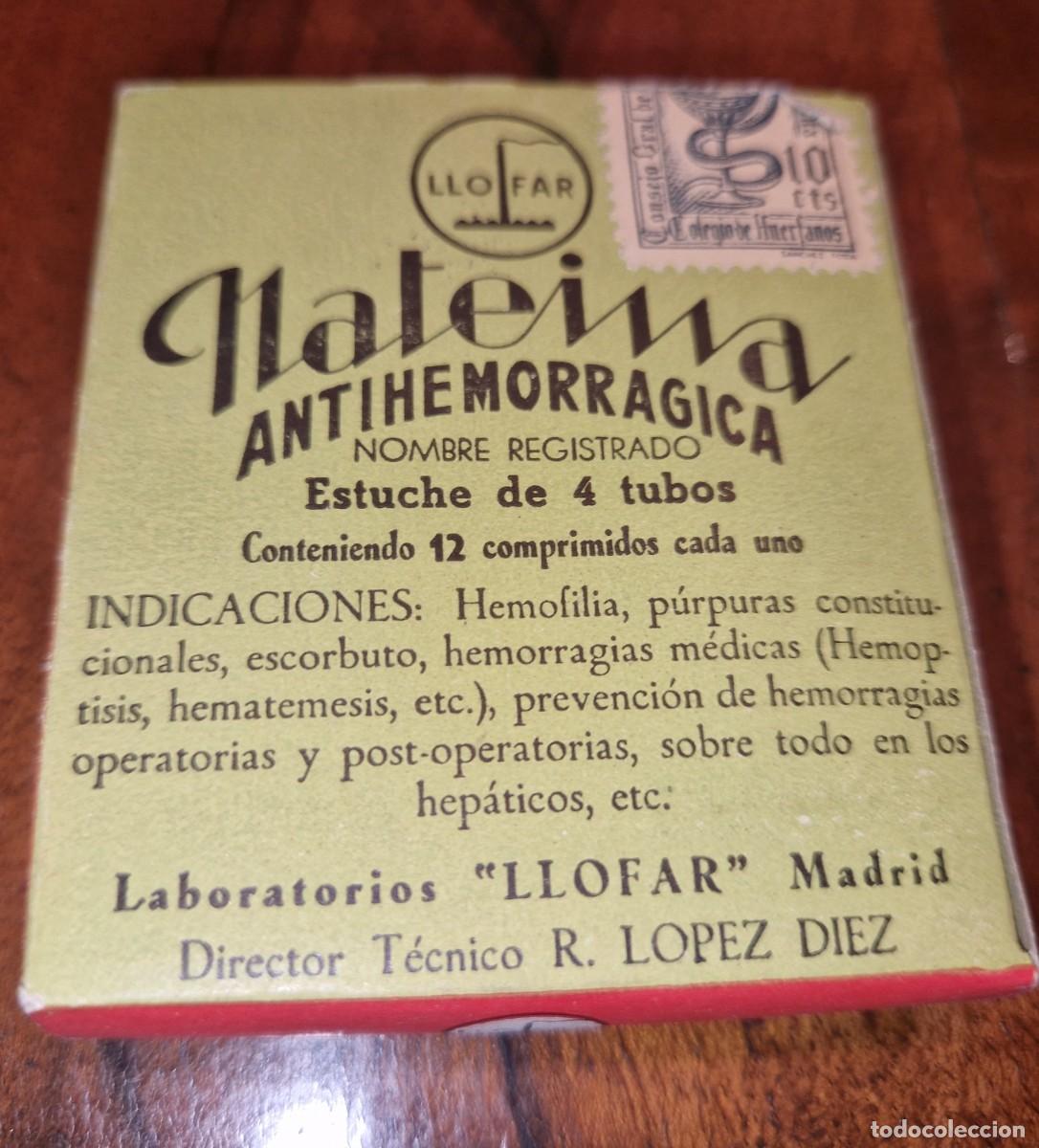Boxes and metal boxes: ANTIGUO MEDICAMENTO de FARMACIA , ANTIHEMORRAGICO, ANTIHEMORRAGICA,