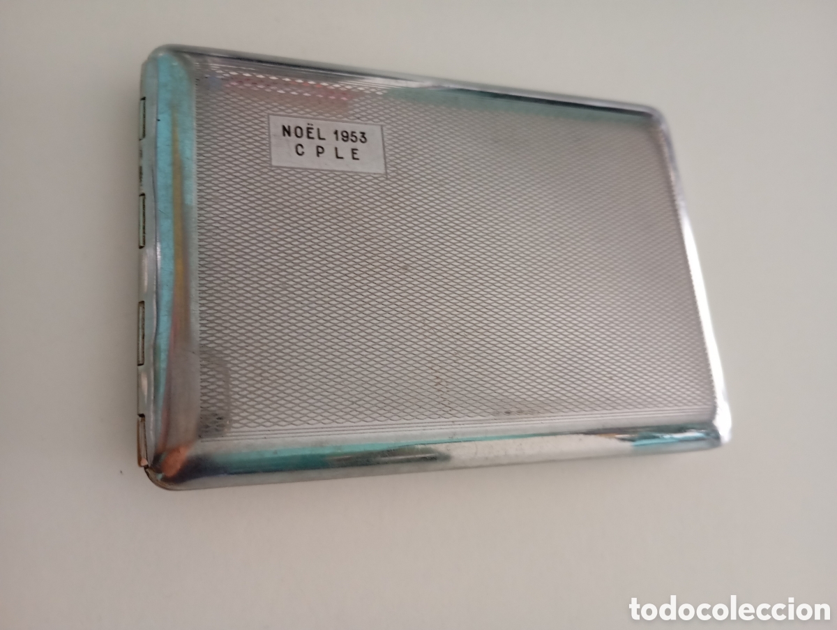 Bo&icirc;tes et petites bo&icirc;tes m&eacute;talliques: Pitillera No&euml;l 1953 CPLE en metal. Antigua Vintage