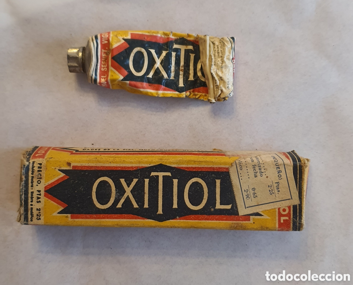 Casse e cassette metalliche: Antigua caja de medicina Oxitiol