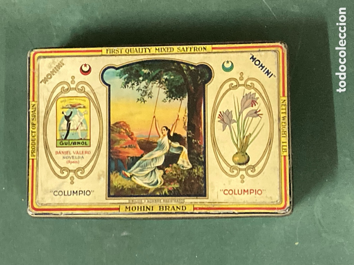 Caixas e caixinhas met&aacute;licas: PRECIOSA CAJA DE LATA ANTIGUA MODERNISTA AZAFRAN DE NOVELDA ALICANTE DANIEL VALERO /XY12