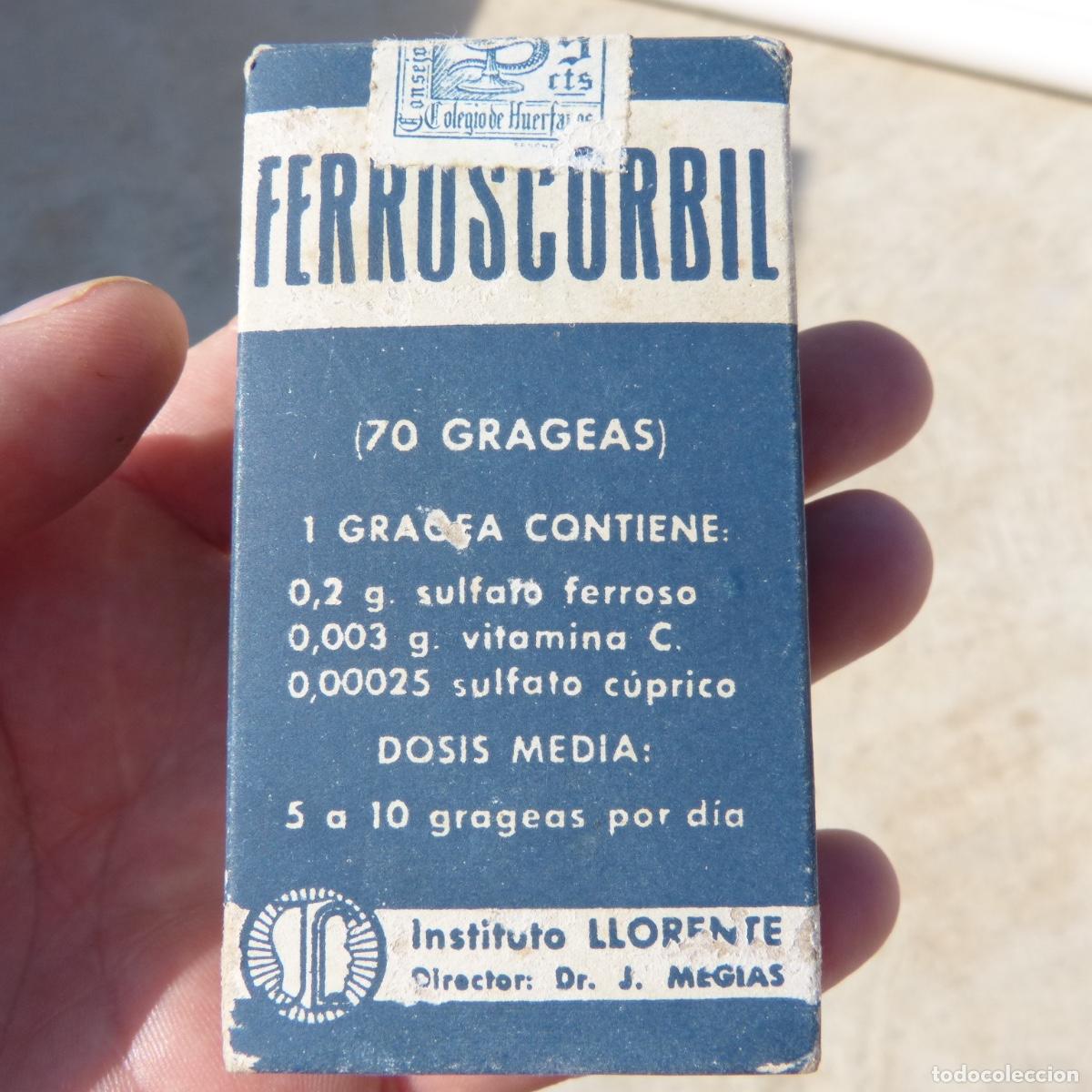 Caixas e caixinhas met&aacute;licas: Antigua caja de medicamento, Ferroscorbil instituto llorente, sin abrir.