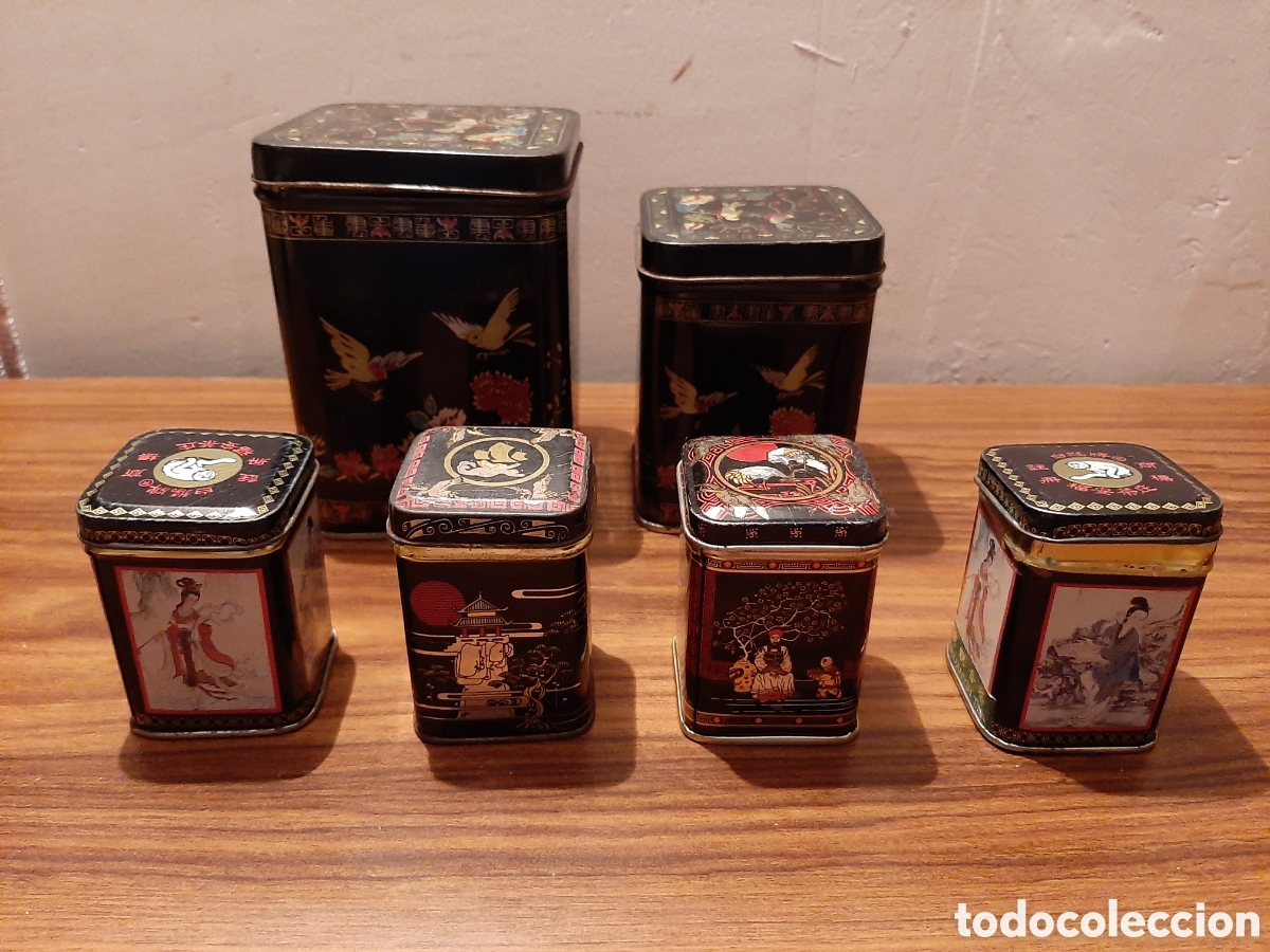 Blechdosen und Kisten: Lote cajas met&aacute;licas con motivos orientales.