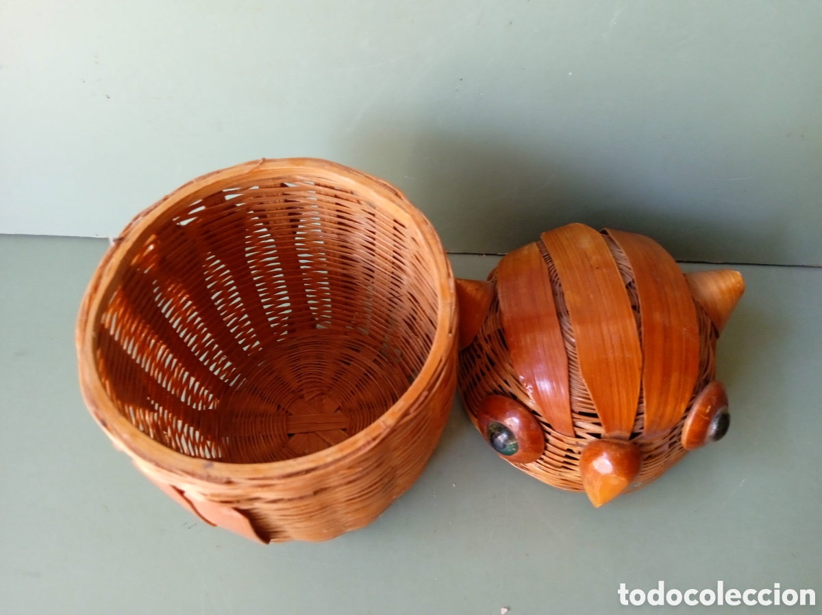 Cajas y cajitas met&aacute;licas: Caja o bote de mimbre con forma de b&uacute;ho - Foto 5