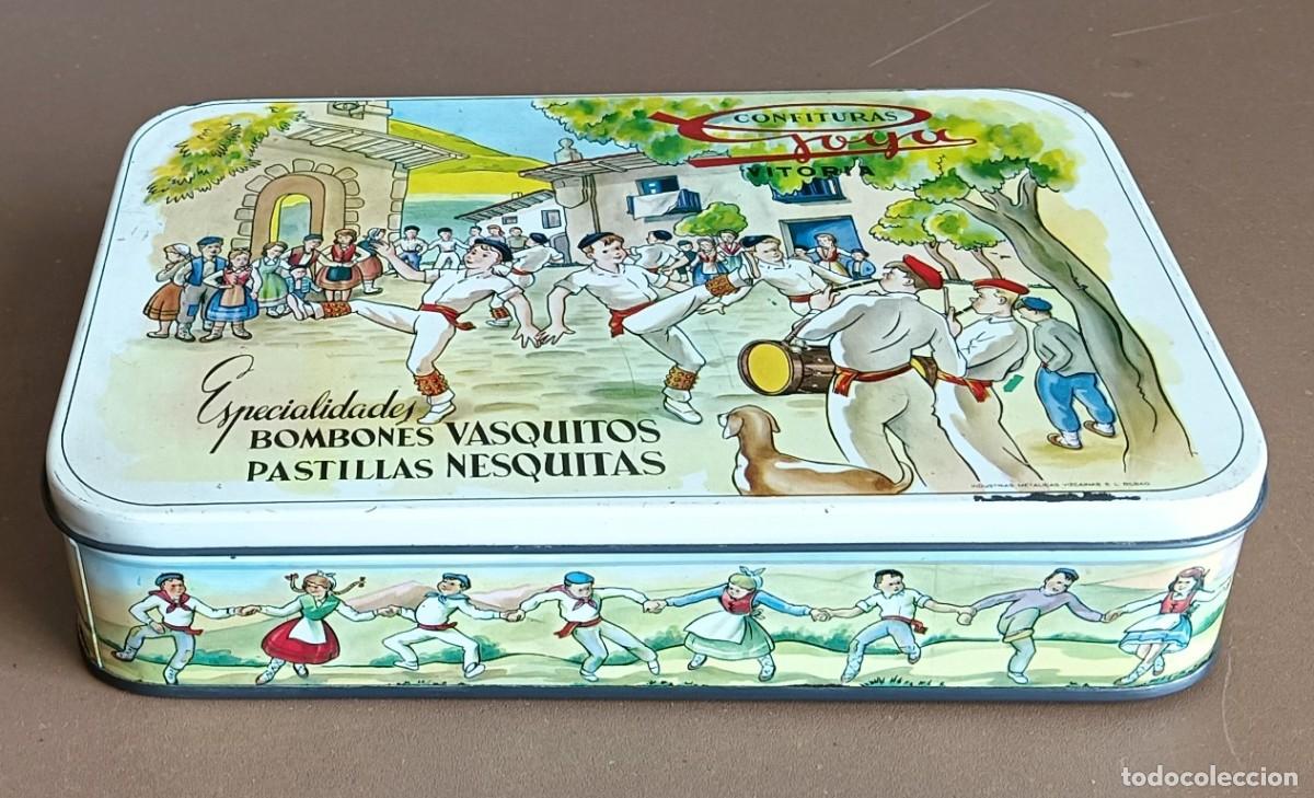 Blechdosen und Kisten: Caja chapa GOYA Confituras - Vitoria // Bombones vasquitos - 23,5 x 15 x 5 cm.