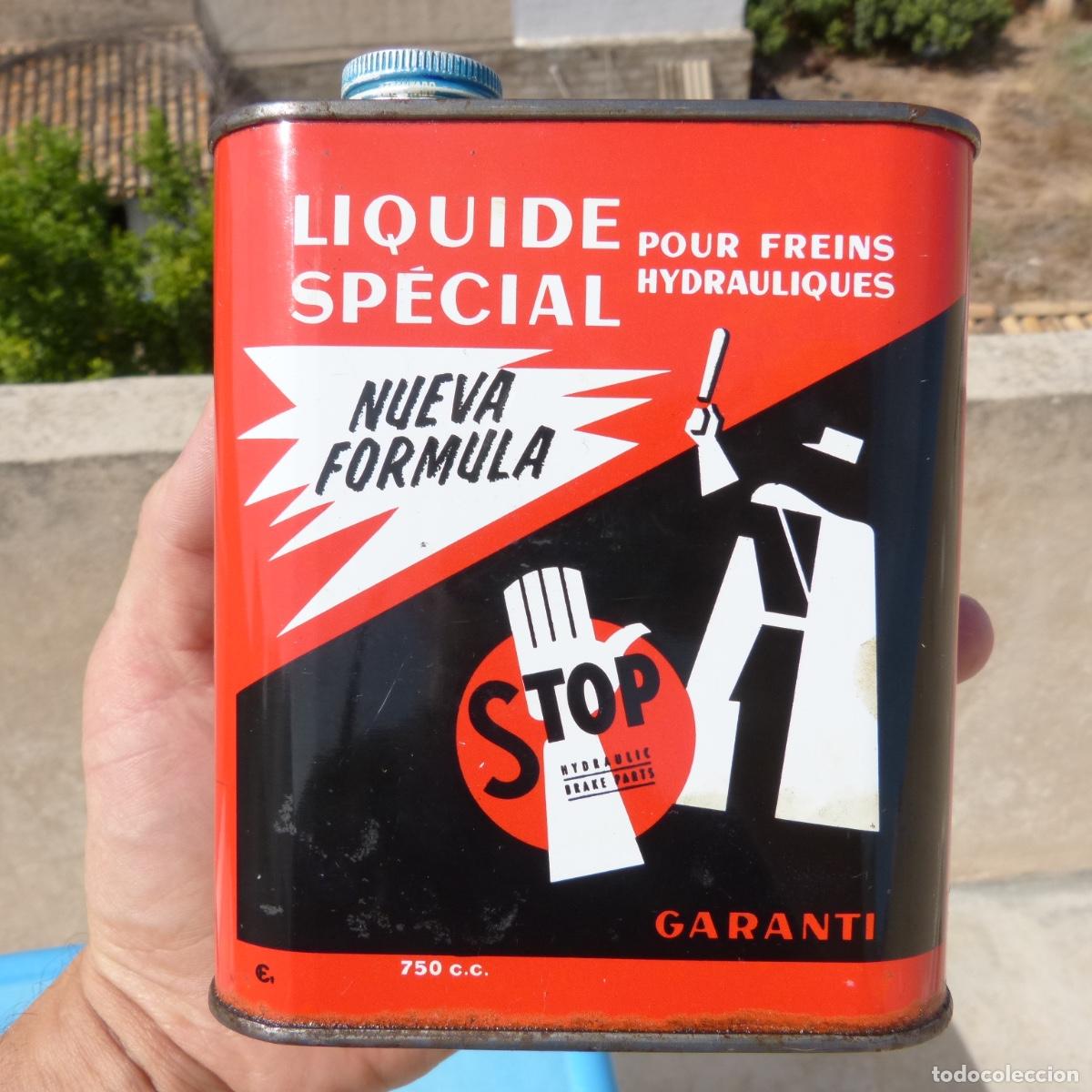 Caixas e caixinhas met&aacute;licas: Antigua lata de aceite o liquido de freno Stop, 750cc.
