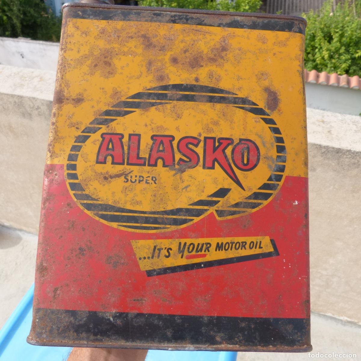 Blechdosen und Kisten: Antigua lata de aceite Alasko super, 28,5x22x8,5cm,