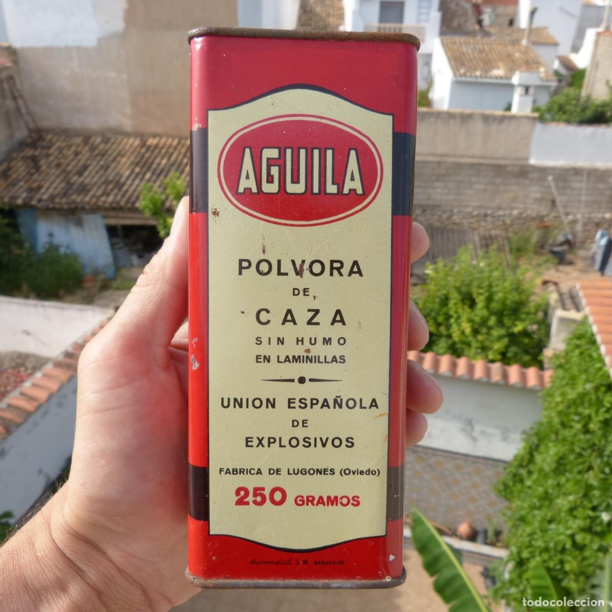 Blechdosen und Kisten: Antigua lata de polvora de caza Vacia, Aguila, 250gr