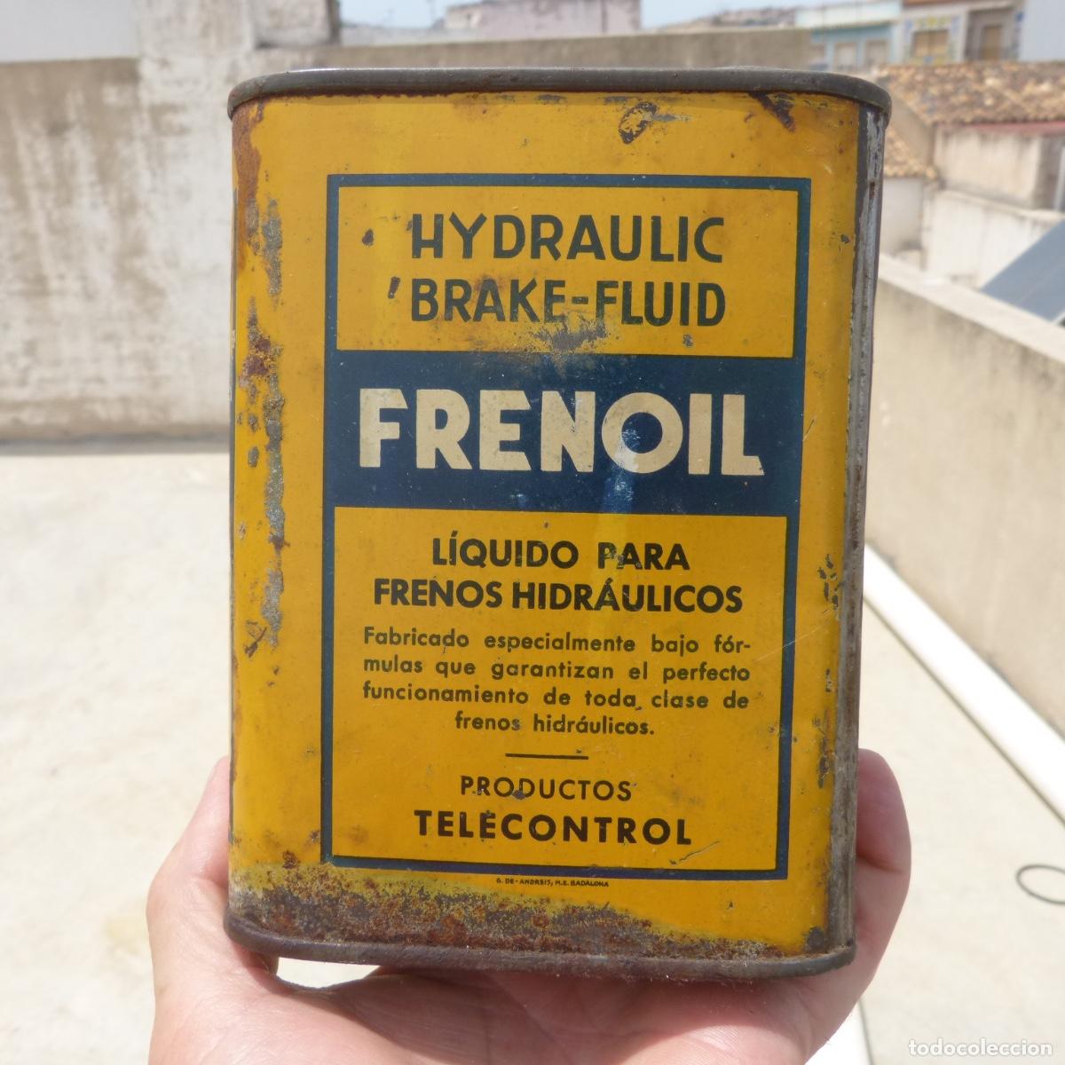 Blechdosen und Kisten: Antigua lata de aceite o liquido de frenos, frenoil. Productos telecontrol.