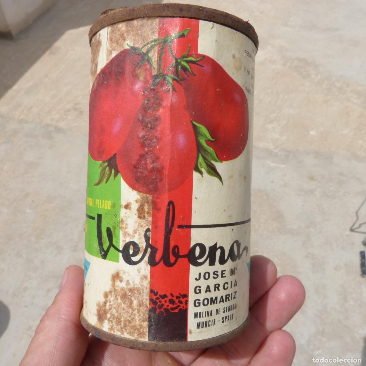 Blechdosen und Kisten: Antigua lata de conservas Verbena, tomate, jose Maria Garcia Gomariz, molina de segura 1969-70