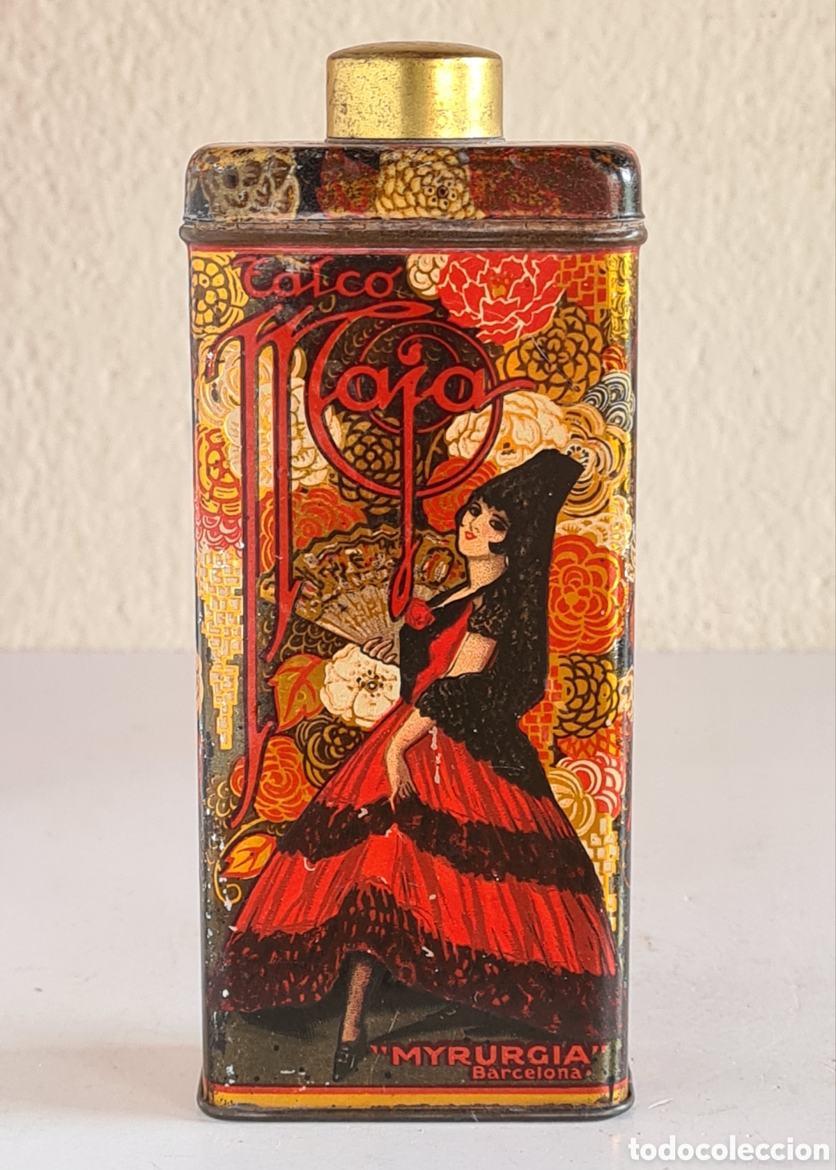 Cajas y cajitas met&aacute;licas: Antigua Caja Lata vac&iacute;a Polvos de Talco Maja Myrurgia Fabricaci&oacute;n Espa&ntilde;ola