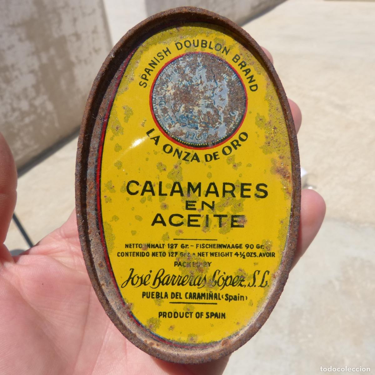 Blechdosen und Kisten: Antigua lata de conserva, onza de oro, Jose Barreras Lopez s.l, Puebla de carami&ntilde;al