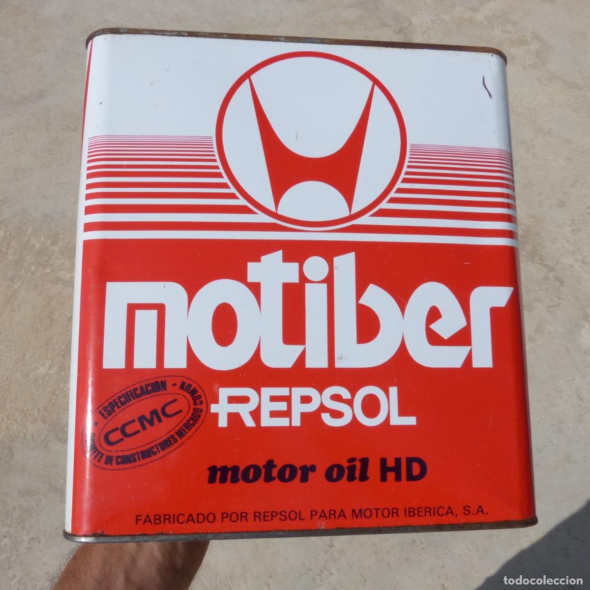 Caixas e caixinhas met&aacute;licas: Antigua lata de aceite Repsol , 5 lt, motiber , motor ib&eacute;rica , HD