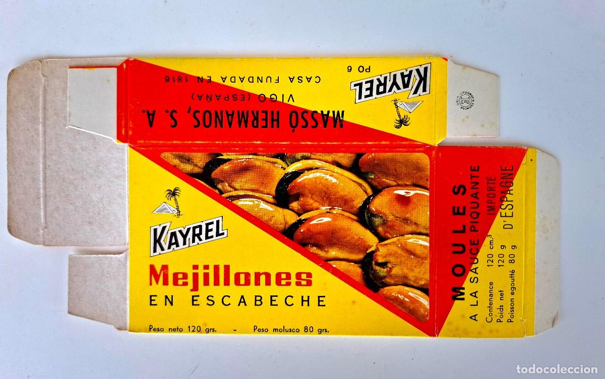 Caixas e caixinhas met&aacute;licas: ANTIGUA CAJA DE CART&Oacute;N MEJILLONES EN ESCABECHE &rdquo;KAYREL&rdquo; MASS&Oacute; HERMANOS, VIGO
