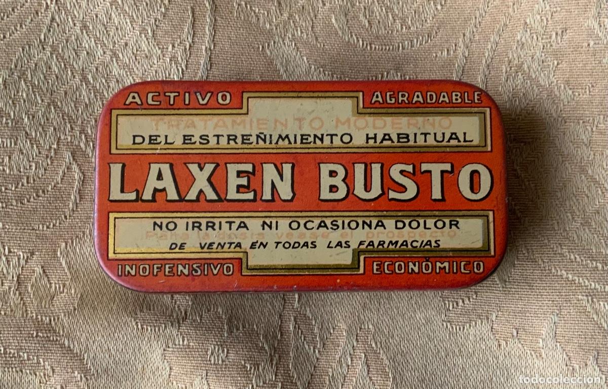 Caixas e caixinhas met&aacute;licas: ANTIGUA CAJA DE LATA DE FARMACIA LAXEN BUSTO